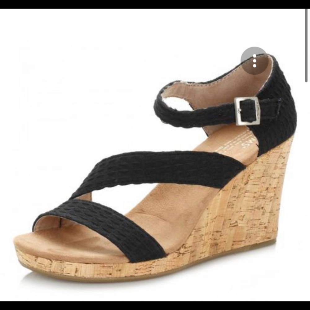 Toms Clarissa black cork wedge sandals size 8.5